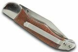 Pocket Knife With Fossil Dinosaur Bone (Gembone) Inlays #370825-1